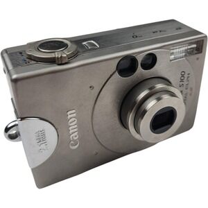 Vintage Canon PowerShot S100 Digital ELPH Silver‎ Camera Kit 2.1MP Tested